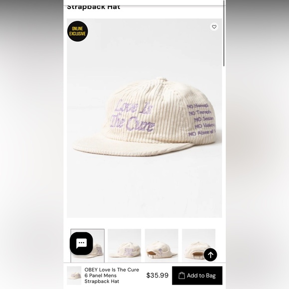 Obey Strap back corduroy hat - Picture 3 of 4